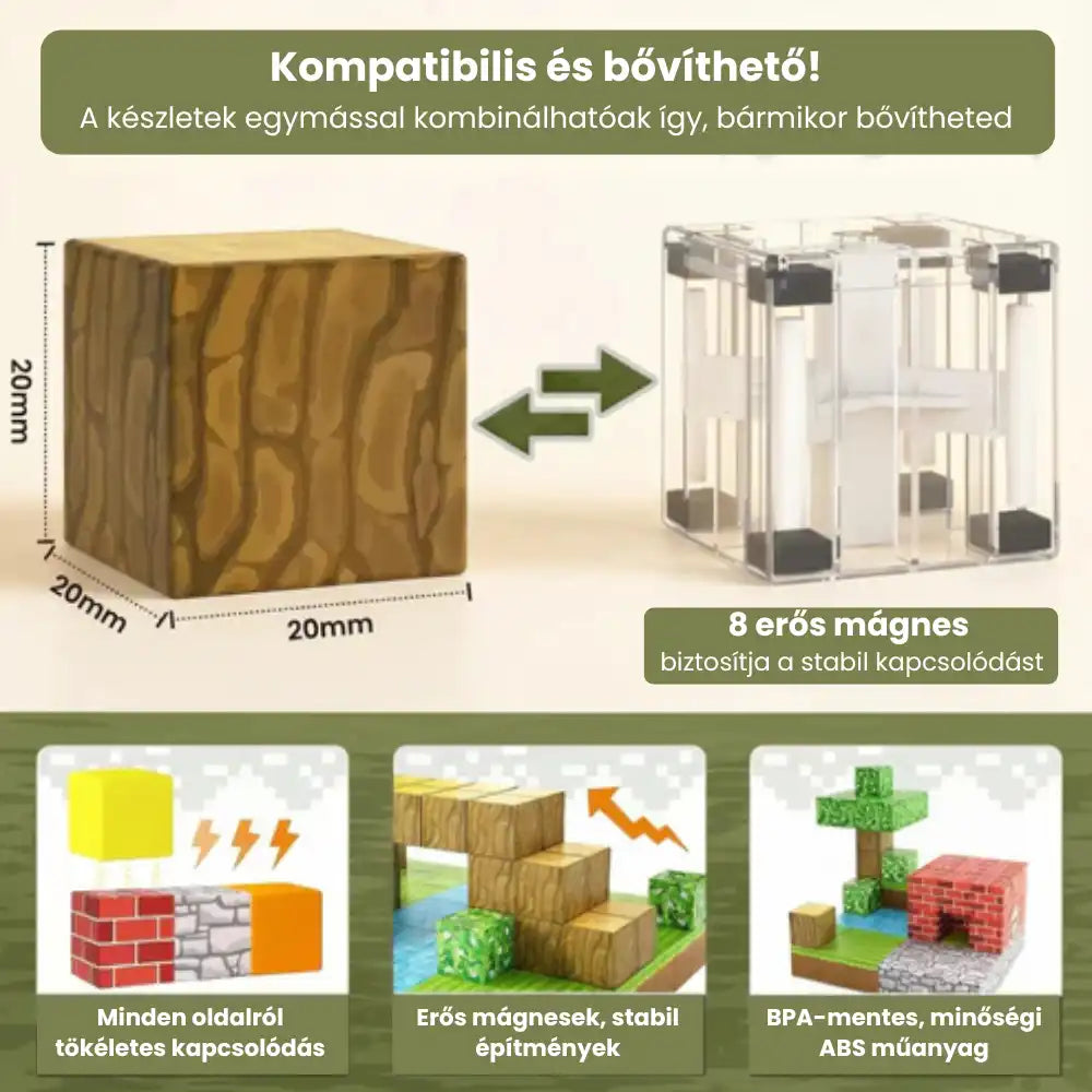 ERDEI REJTEK - 212 darabos mágneses STEM készségfejlesztő építőkészlet