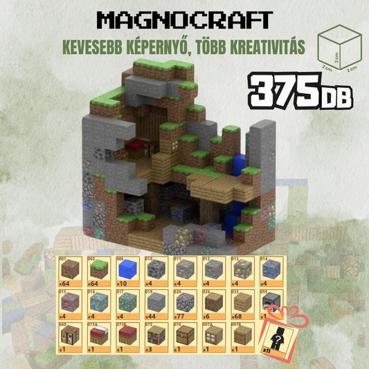 MagnoCraft - 375 db-os mágneses kézségfejlesztő készlet  "TitkosKincsesbarlang "