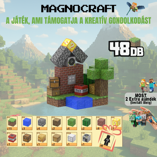 MagnoCraft - 48 db-os mágneses kézségfejlesztő készlet  "Mini Bázis"