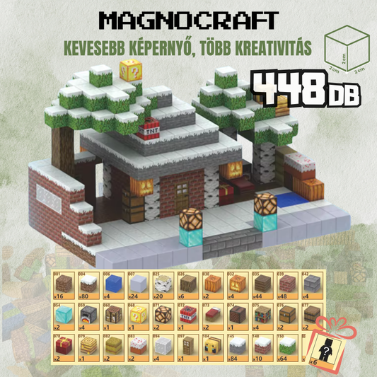 MagnoCraft - 448 db-os mágneses kézségfejlesztő készlet  "Téli Kalandház"