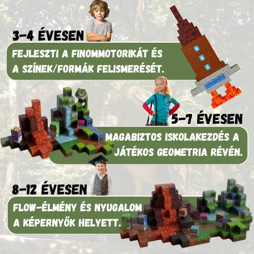 Dinókaland mágneses építőkocka 3 éves kortól kiskamaszkorig