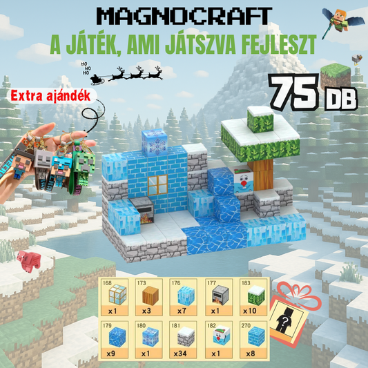 MagnoCraft -  75 db-os mágneses kézségfejlesztő készlet "Jégtanya"