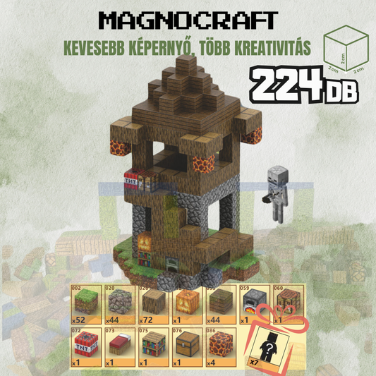 MagnoCraft - 224 db-os mágneses kézségfejlesztő készlet  "ŐrszemErőd"