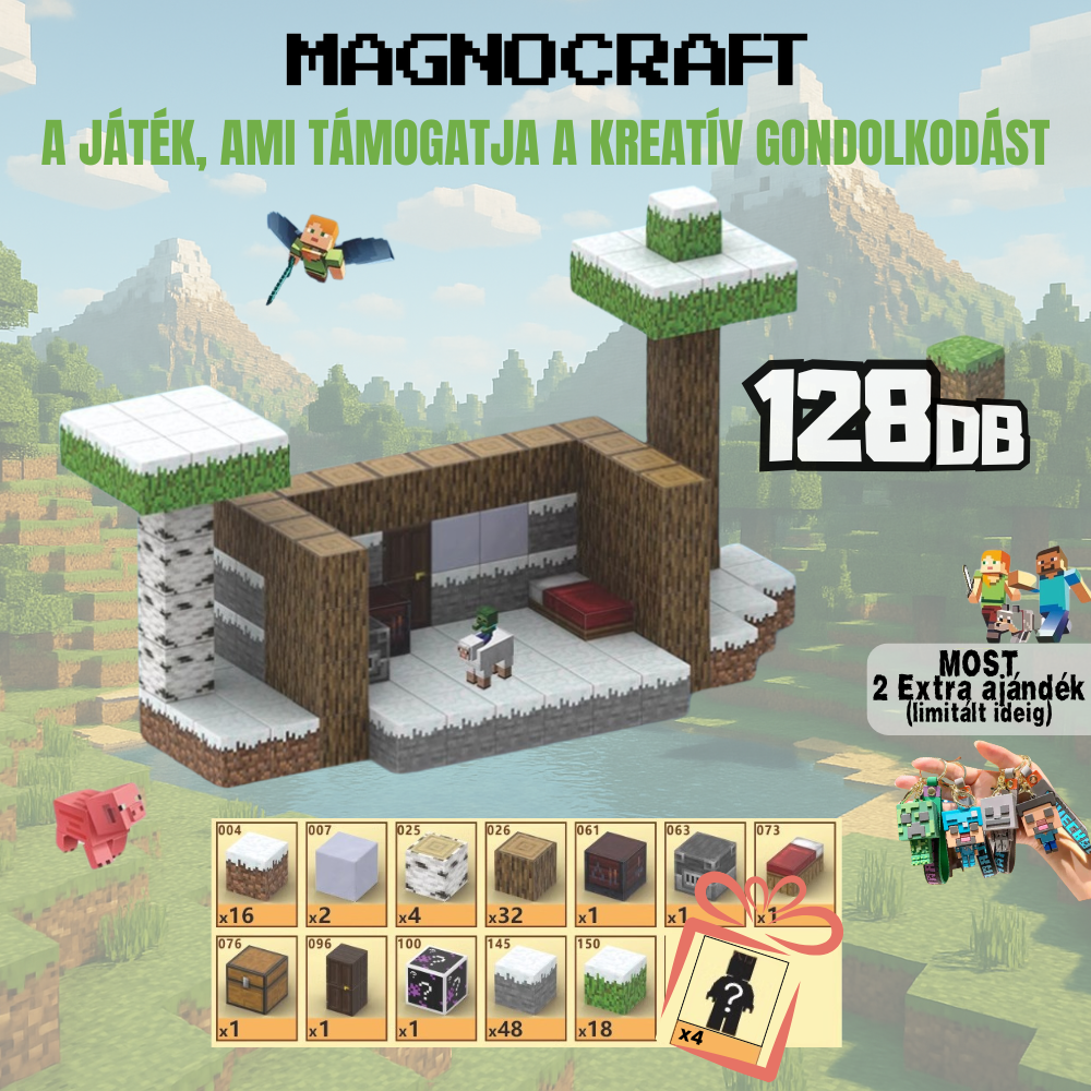 TÉL - 128 darabos mágneses STEM készségfejlesztő építőkészlet
