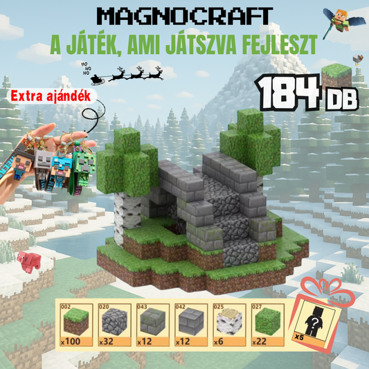 MagnoCraft - 184 db-os mágneses készségfejlesztő készlet  "Ősi Kőhíd"