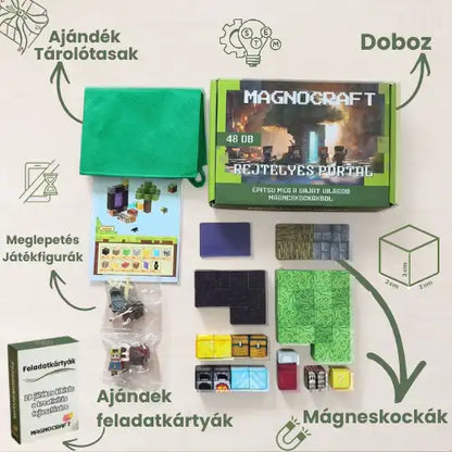 REJTÉLYES PORTÁL - 48 darabos mágneses STEM készségfejlesztő építőkészlet