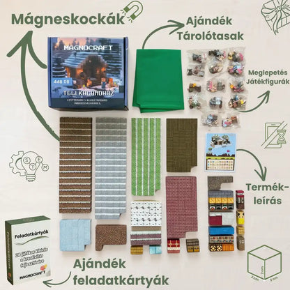 TÉLI KALANDHÁZ - 448 darabos mágneses STEM készségfejlesztő építőkészlet